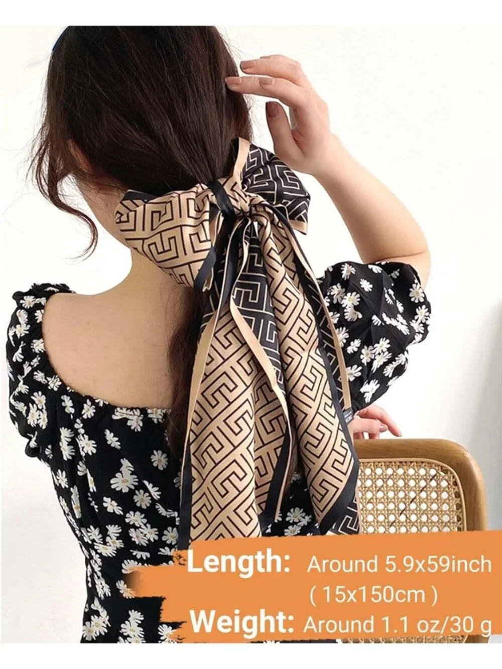 Women's Brown Scraf Silky Satin Headscarf Wrap Lightweight Scarves Scarf